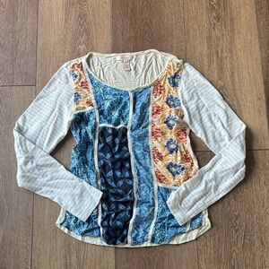 Sundance Colorful Patchwork Long Sleeve Top